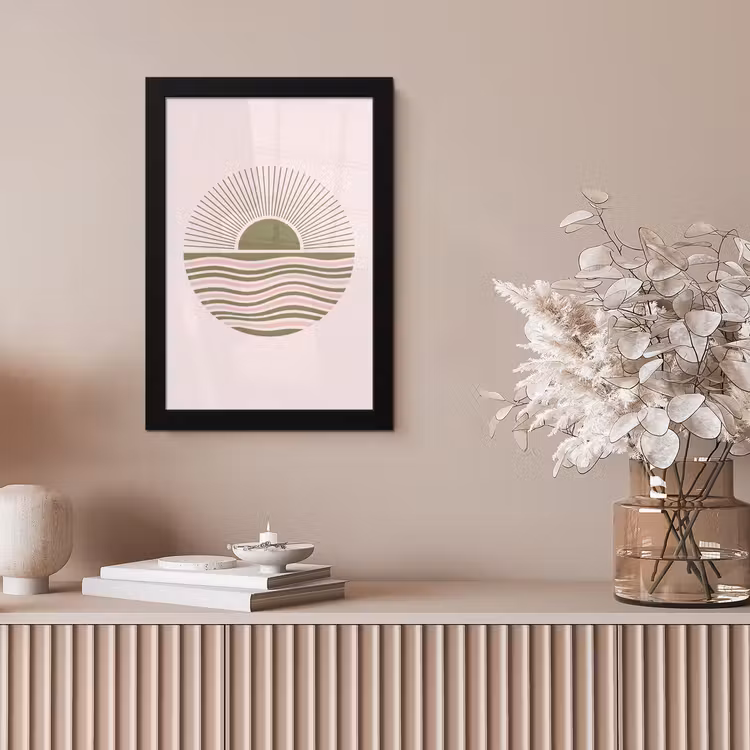 Zon - Zee - Abstract - Modern - Roze fotolijst zwart zonder passe partout klein -sfeer5