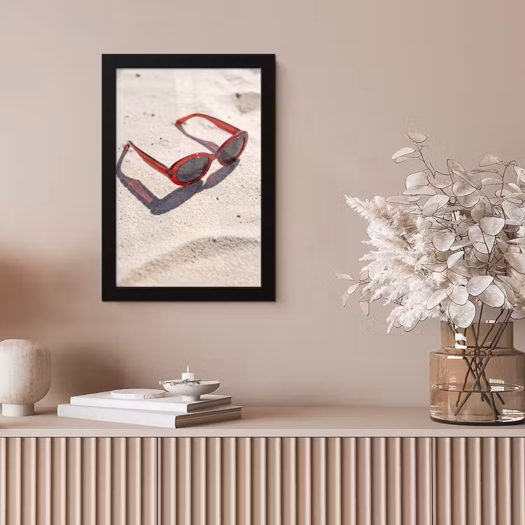 Zonnebril - Strand - Vakantie - Rood fotolijst zwart zonder passe partout klein -sfeer5