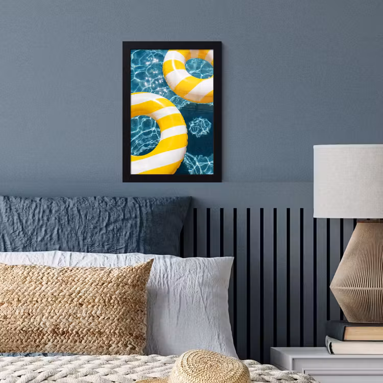 Zwembad - Zwembanden - Zomer - Geel - Blauw fotolijst zwart zonder passe partout klein -sfeer3