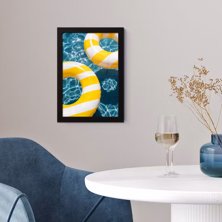 Zwembad - Zwembanden - Zomer - Geel - Blauw fotolijst zwart zonder passe partout klein -sfeer4