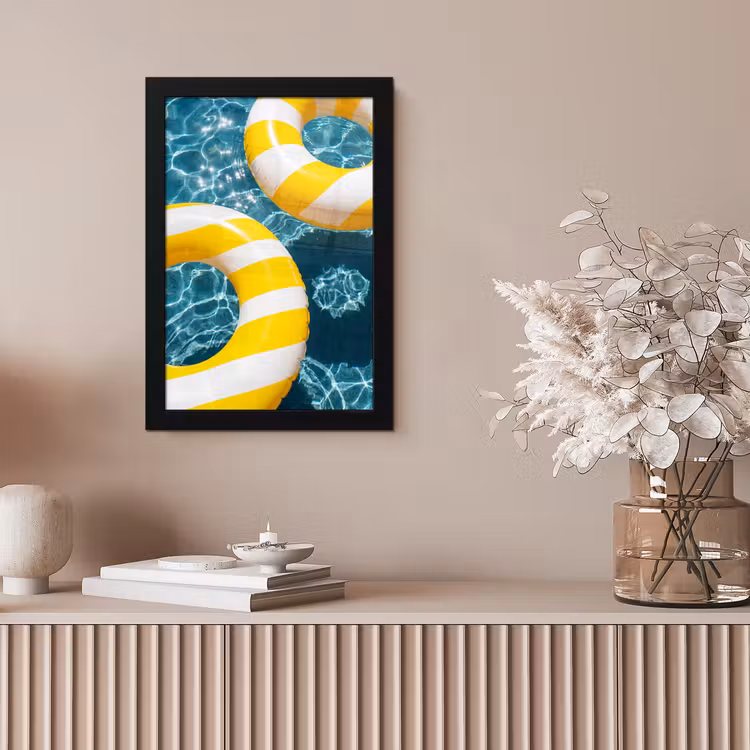 Zwembad - Zwembanden - Zomer - Geel - Blauw fotolijst zwart zonder passe partout klein -sfeer5
