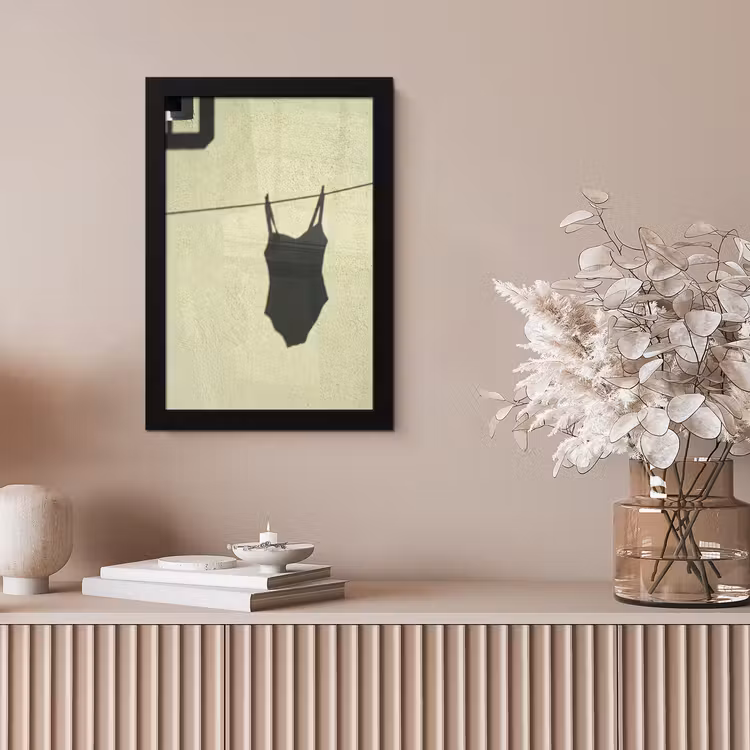 Badpak - Schaduw - Muur - Zomer - Minimalistisch fotolijst zwart zonder passe partout klein -sfeer5
