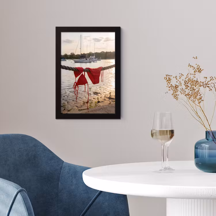 Badkleding - Rood - Zomer - Water - Zonsondergang fotolijst zwart zonder passe partout klein -sfeer4