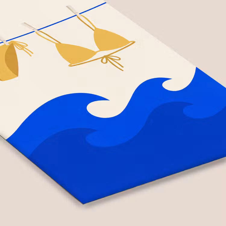 Zwemkleding - Zee - Zomer - Illustratie - Geel fotolijst zwart zonder passe partout klein -zsfeer6