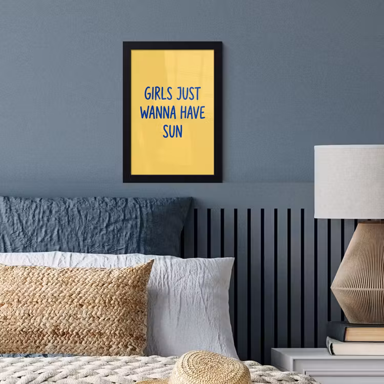 Tekst - Zon - Zomer - Modern - Geel fotolijst zwart zonder passe partout klein -sfeer3