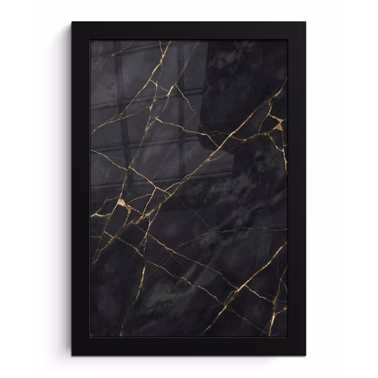 Textuur - Gouden lijnen - Abstract - Modern - Zwart fotolijst zwart zonder passe partout klein -3d