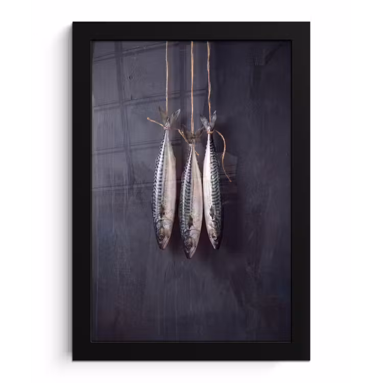 Framed Prints - Three Fish - Rope - Drie vissen - Touw fotolijst zwart zonder passe partout klein