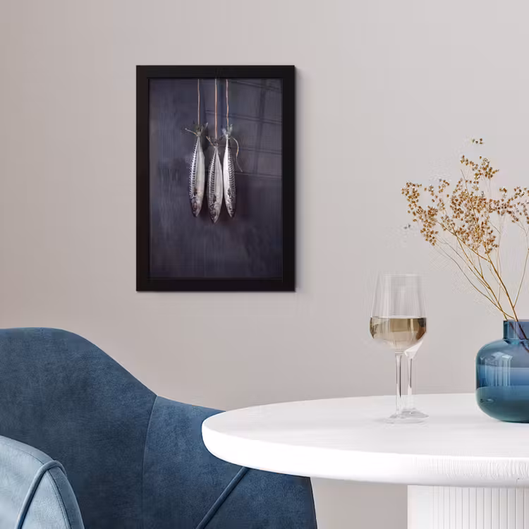 Framed Prints - Three Fish - Rope - Drie vissen - Touw fotolijst zwart zonder passe partout klein