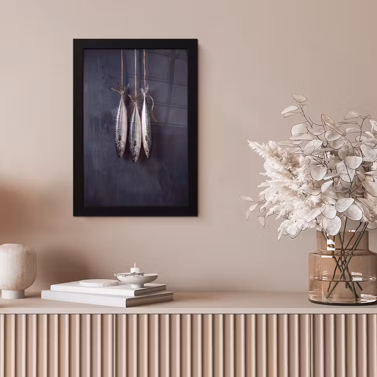 Framed Prints - Three Fish - Rope - Drie vissen - Touw fotolijst zwart zonder passe partout klein