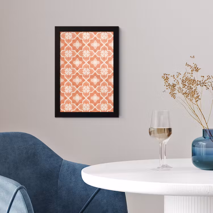 Tegelpatroon - Arabesk - Vintage - Terracotta fotolijst zwart zonder passe partout klein 224 -sfeer4