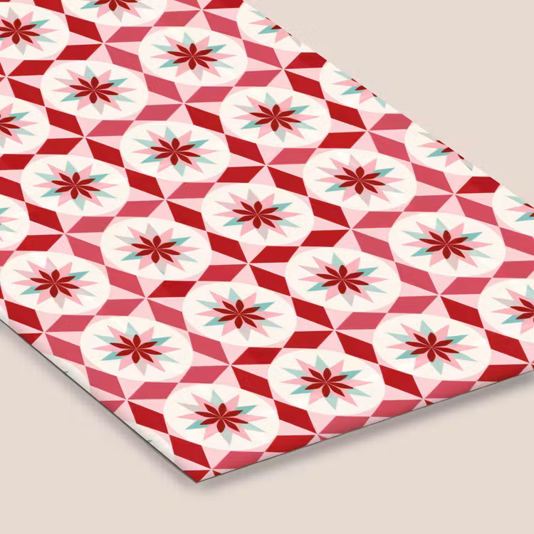 Tegelpatroon - Sterren - Retro - Roze - Mintgroen fotolijst zwart zonder passe partout klein 224 -zsfeer6