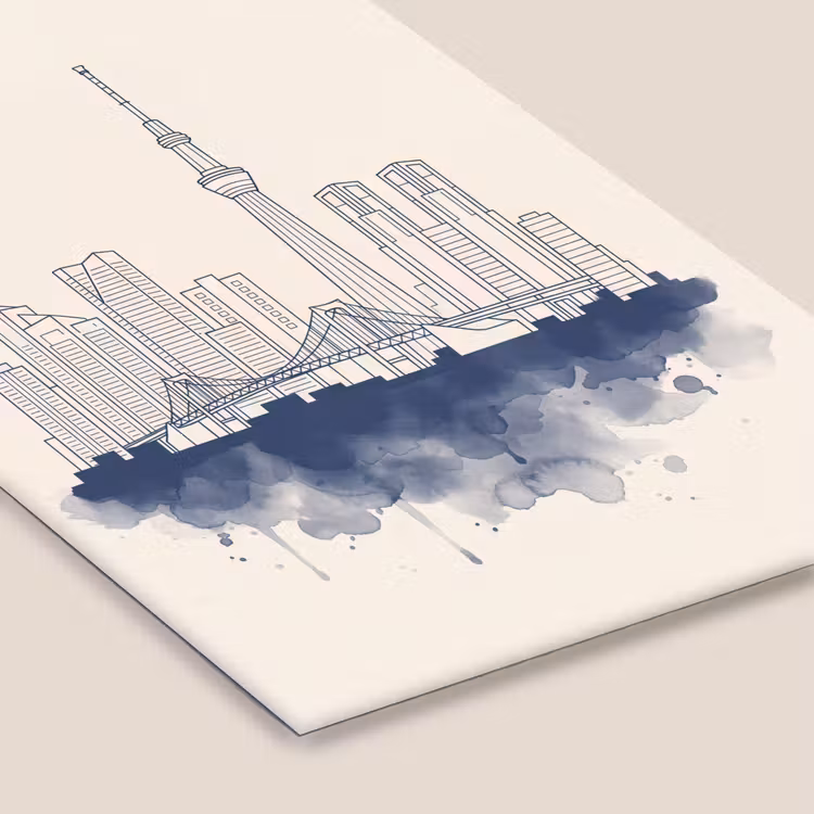 Tokyo - Skyline - Stad - Abstract - Blauw fotolijst zwart zonder passe partout klein -zsfeer6