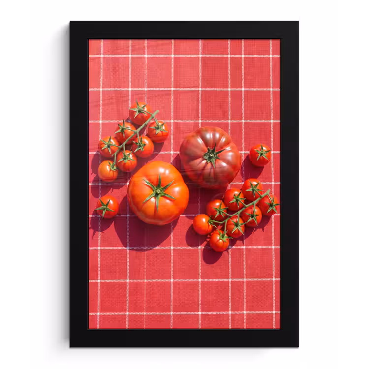 Framed Prints - Tomato - Red - Food - Tomaat - Rood - Eten fotolijst zwart zonder passe partout klein