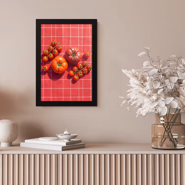 Framed Prints - Tomato - Red - Food - Tomaat - Rood - Eten fotolijst zwart zonder passe partout klein
