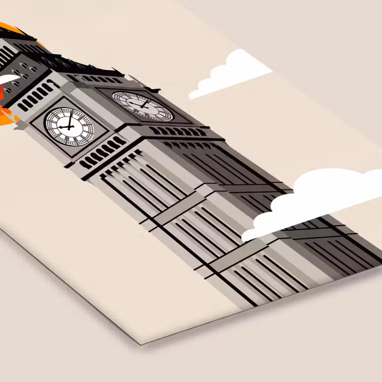 Toren - Klok - Londen - Architectuur - Retro fotolijst zwart zonder passe partout klein -zsfeer6