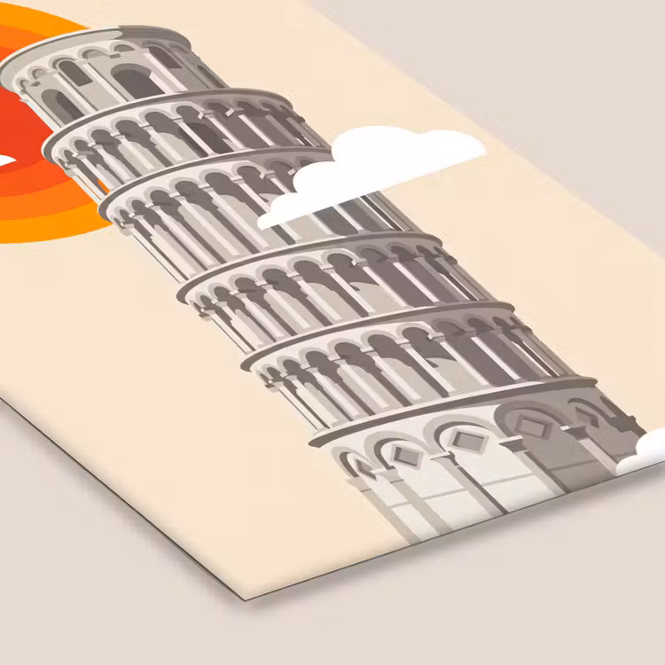Toren - Pisa - Architectuur - Minimalistisch - Beige fotolijst zwart zonder passe partout klein -zsfeer6