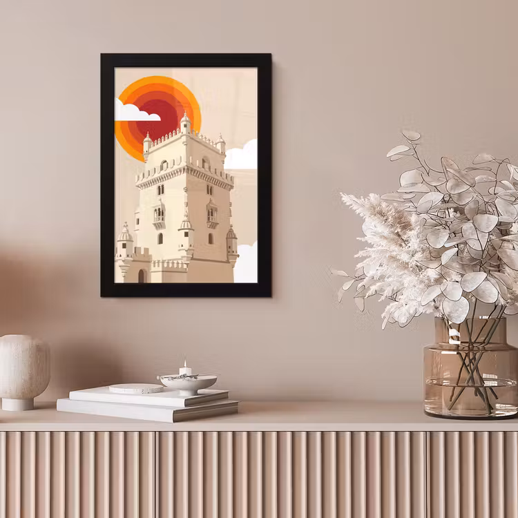 Toren - Rivier - Architectuur - Modern - Oranje fotolijst zwart zonder passe partout klein -sfeer5