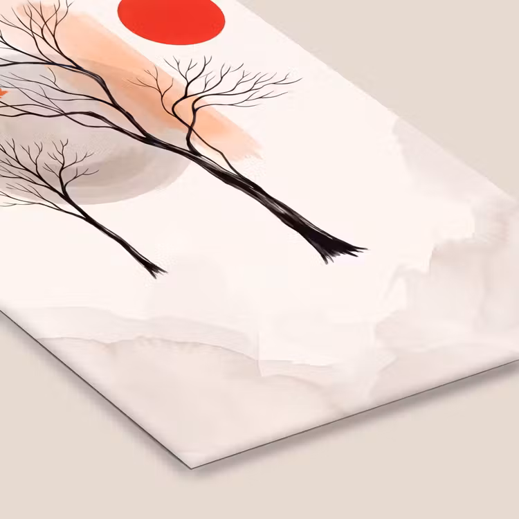 Framed Prints - Tree - Red - Abstract - Boom - Rood - Abstract fotolijst zwart zonder passe partout klein