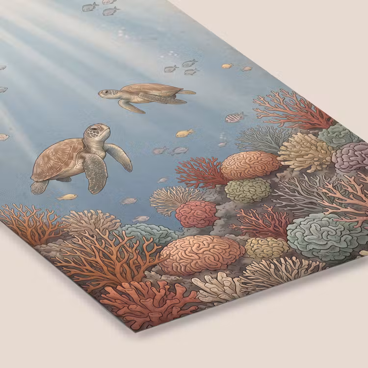 Schildpad - Onderwater - Natuur - Illustratie fotolijst zwart zonder passe partout klein -zsfeer6