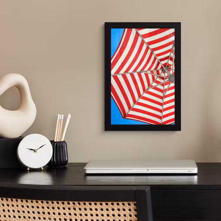 Parasol - Strepen - Zomer - Rood - Blauw fotolijst zwart zonder passe partout klein -sfeer1