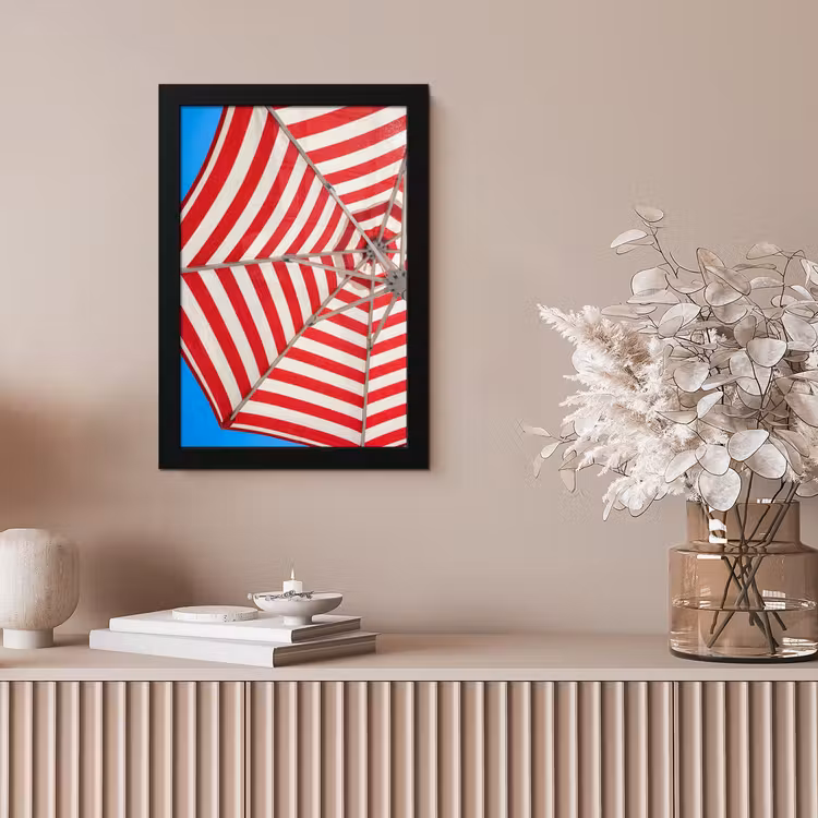 Parasol - Strepen - Zomer - Rood - Blauw fotolijst zwart zonder passe partout klein -sfeer5