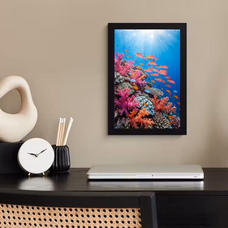 Onderwater - Koraalrif - Vissen - Oceaan - Natuur fotolijst zwart zonder passe partout klein -sfeer1