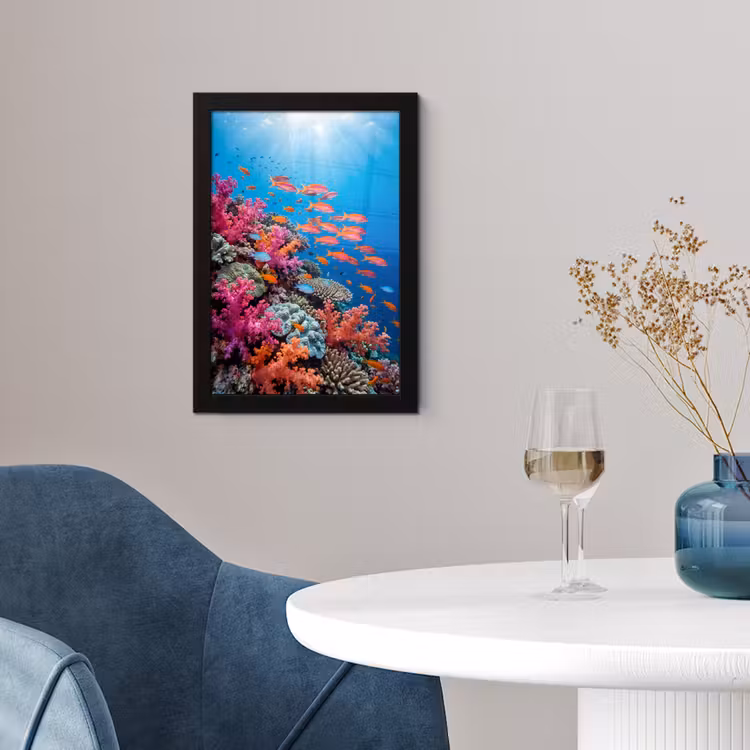 Onderwater - Koraalrif - Vissen - Oceaan - Natuur fotolijst zwart zonder passe partout klein -sfeer4