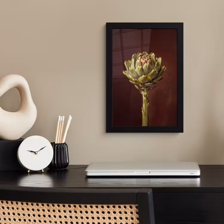 Framed Prints - Vegetable - Artichoke - Green - Groente - Artisjok - Groen fotolijst zwart zonder passe partout klein