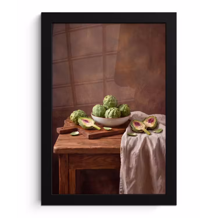 Framed Prints - Vegetables - Artichoke - Kitchen - Groenten - Artisjok - Keuken fotolijst zwart zonder passe partout klein