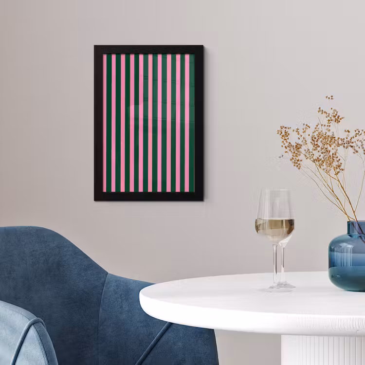 Verticale strepen - Groen - Roze fotolijst zwart zonder passe partout klein 224 -sfeer4