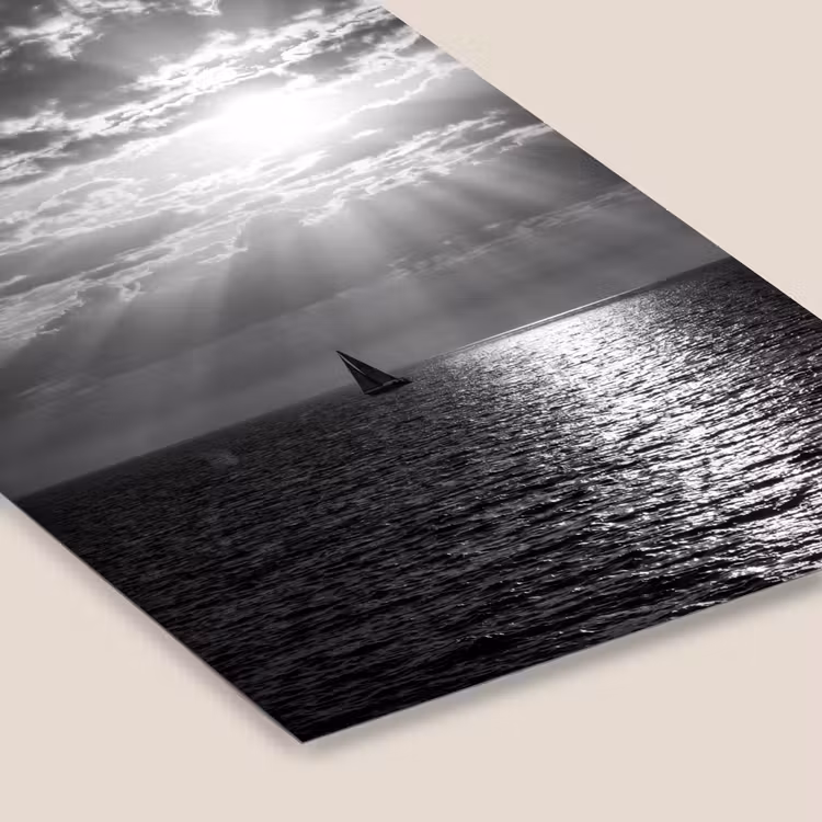 Water - Boot - Lucht - Natuur - Zwart-wit fotolijst zwart zonder passe partout klein -zsfeer6