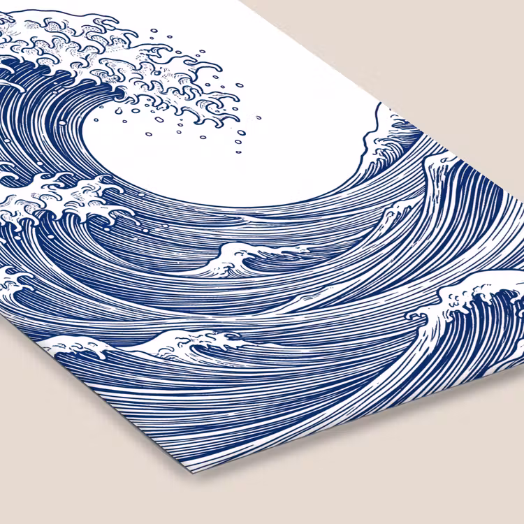 Golf - Japans - Zee - Illustratie - Blauw fotolijst zwart zonder passe partout klein -zsfeer6