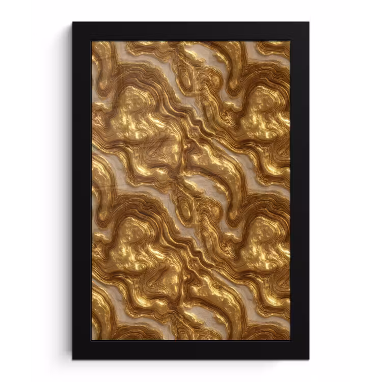 Golven - Organisch - Goud - Crème fotolijst zwart zonder passe partout klein 224 -3d