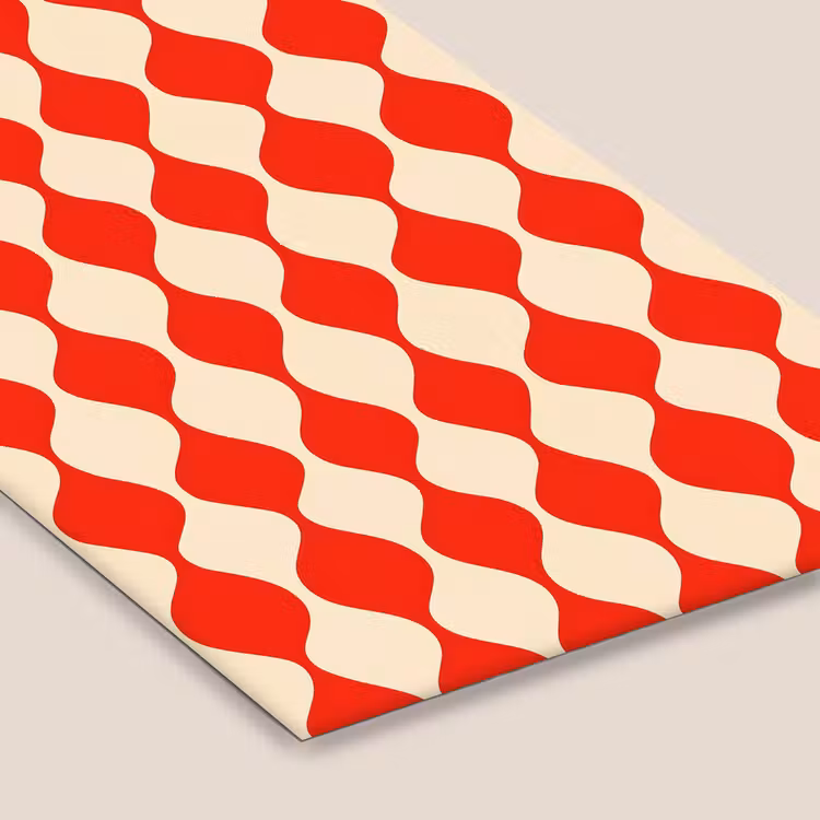 Golvend patroon - Retro - Rood - Beige fotolijst zwart zonder passe partout klein 224 -zsfeer6