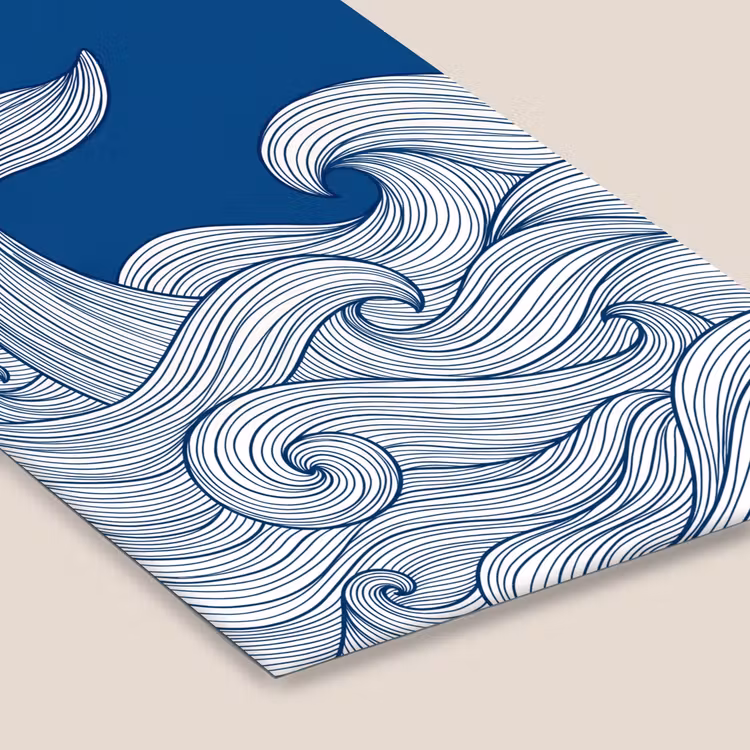 Walvis - Staart - Golven - Lijntekening - Blauw fotolijst zwart zonder passe partout klein -zsfeer6