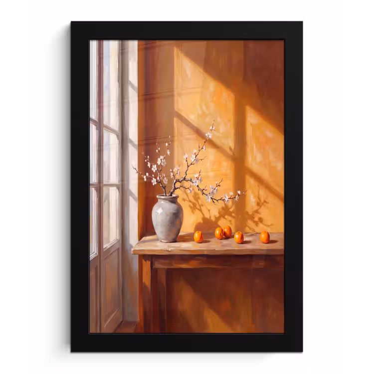 Framed Prints - White Flowers - Still Life - Witte bloemen - Stilleven fotolijst zwart zonder passe partout klein