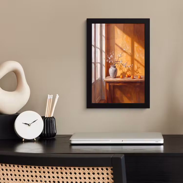 Framed Prints - White Flowers - Still Life - Witte bloemen - Stilleven fotolijst zwart zonder passe partout klein