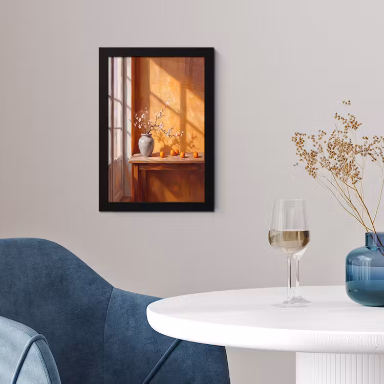 Framed Prints - White Flowers - Still Life - Witte bloemen - Stilleven fotolijst zwart zonder passe partout klein