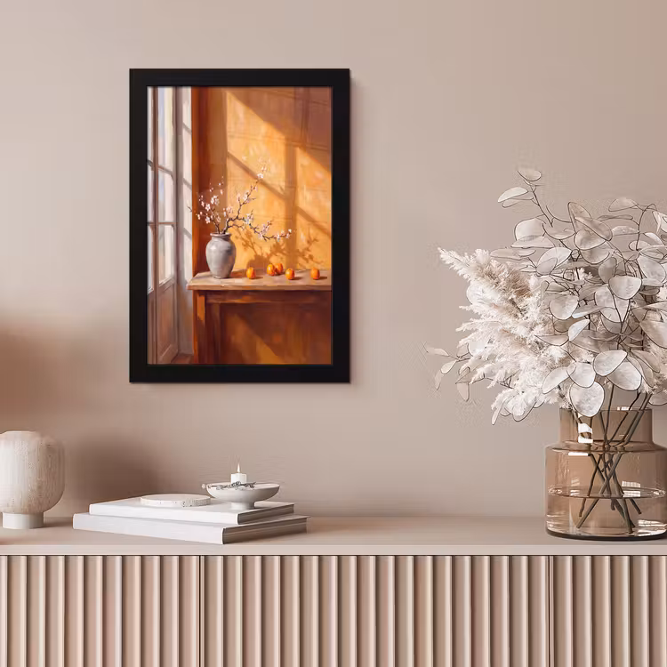 Framed Prints - White Flowers - Still Life - Witte bloemen - Stilleven fotolijst zwart zonder passe partout klein