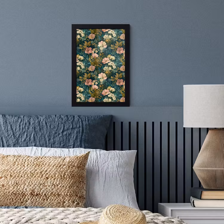 Wilde bloemen - Botanisch - Patroon - Roze - Romantisch fotolijst zwart zonder passe partout klein 224 -sfeer3
