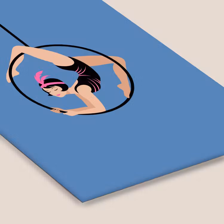 Vrouw - Aerial hoop - Art deco - Illustratie - Blauw fotolijst zwart zonder passe partout klein -zsfeer6