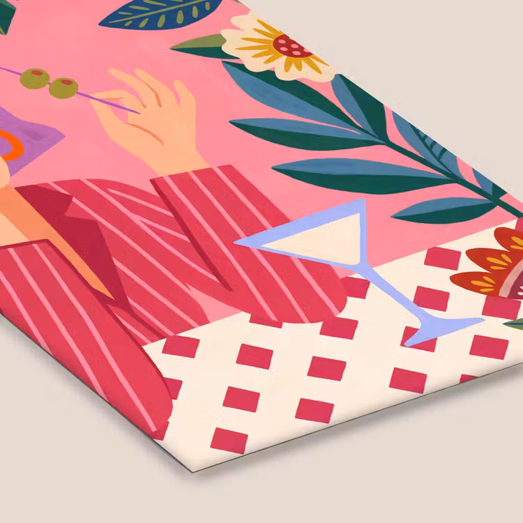 Vrouw - Cocktail - Bloemen - Modern - Roze fotolijst zwart zonder passe partout klein -zsfeer6
