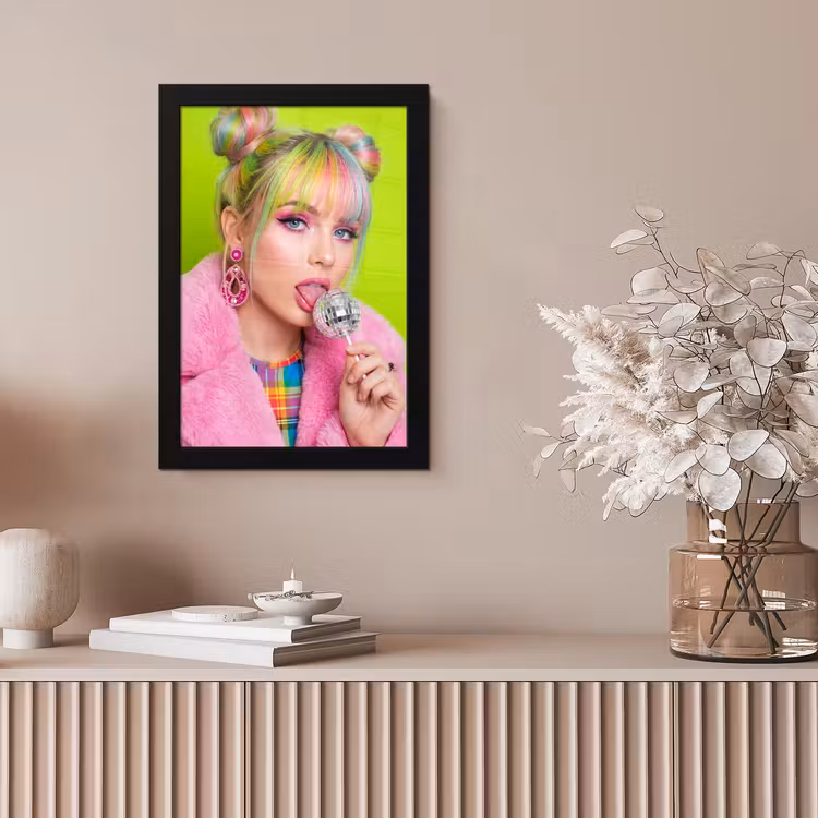 Vrouw - Kleurrijk haar - Pop art - Modern - Levendig fotolijst zwart zonder passe partout klein -sfeer5