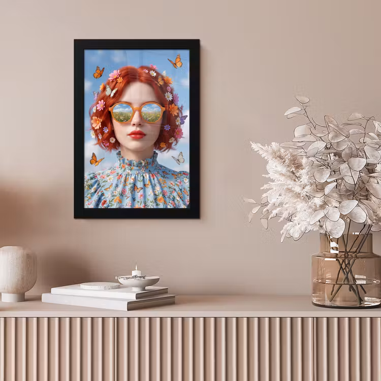 Vrouw - Bloemen - Zomer - Portret - Kleurrijk fotolijst zwart zonder passe partout klein -sfeer5