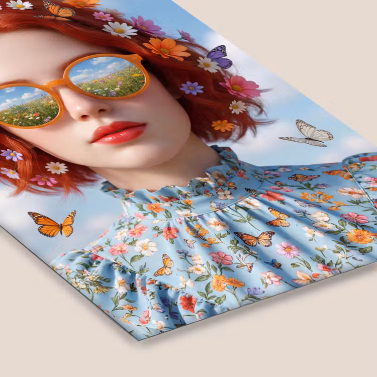Vrouw - Bloemen - Zomer - Portret - Kleurrijk fotolijst zwart zonder passe partout klein -zsfeer6