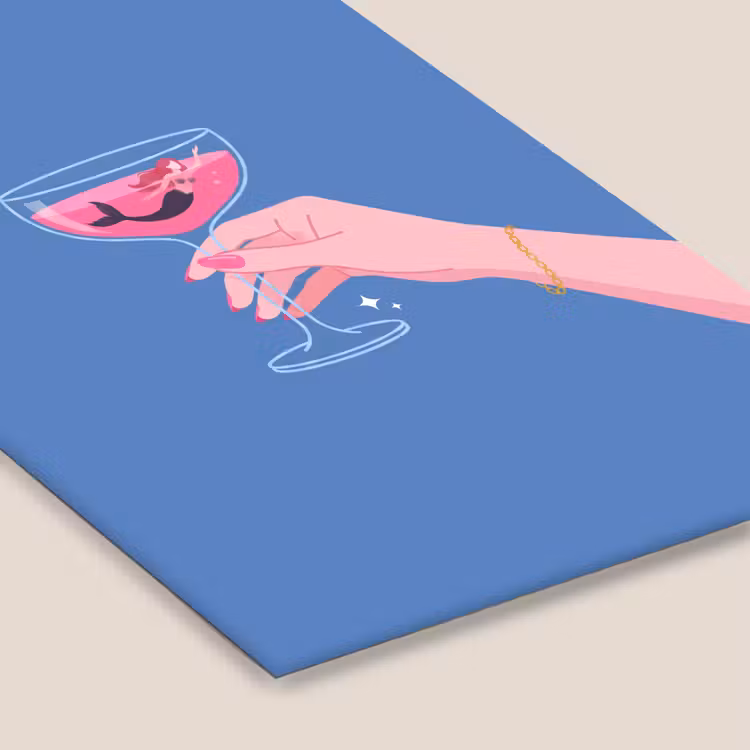 Vrouw - Glas - Abstract - Roze - Blauw fotolijst zwart zonder passe partout klein -zsfeer6