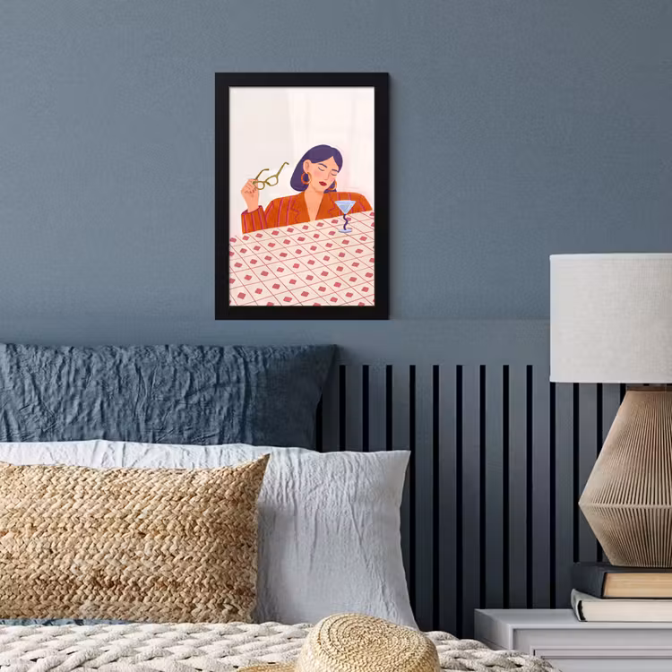Vrouw - Bril - Cocktail - Illustratie - Modern fotolijst zwart zonder passe partout klein -sfeer3