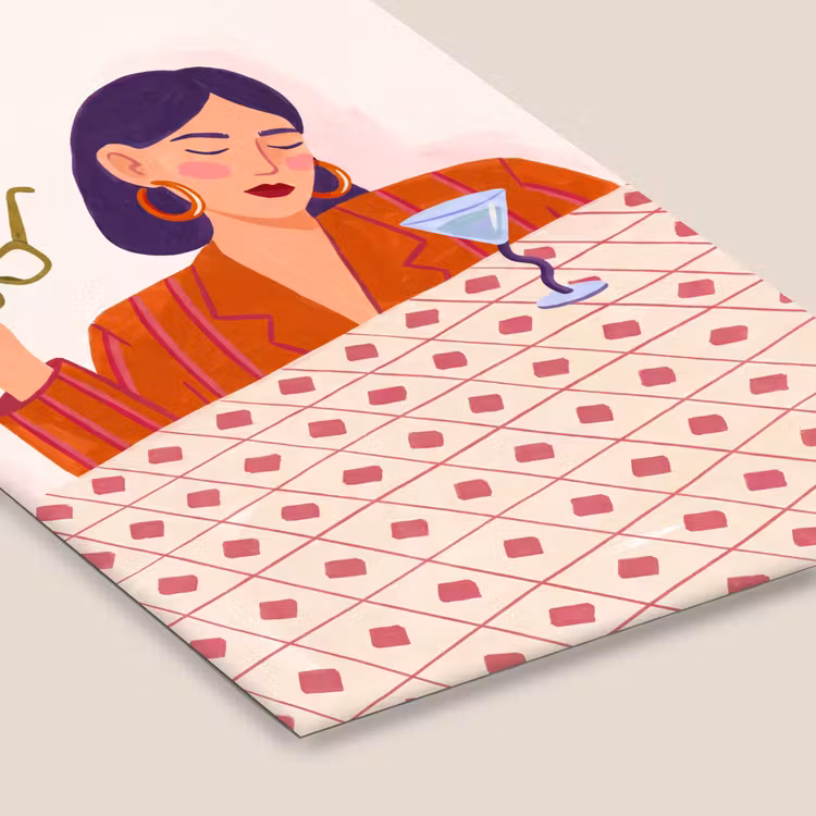 Vrouw - Bril - Cocktail - Illustratie - Modern fotolijst zwart zonder passe partout klein -zsfeer6