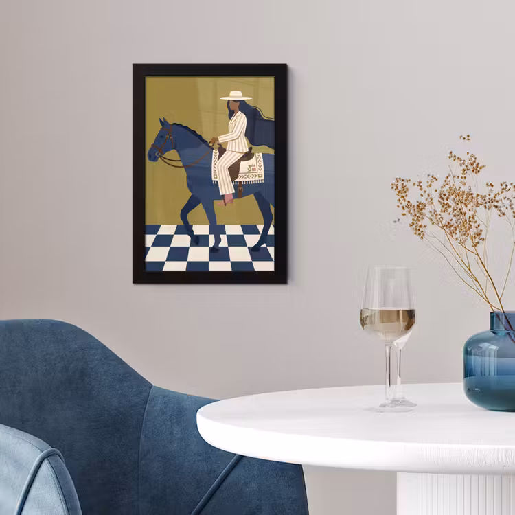 Vrouw - Paard - Rijden - Modern - Abstract fotolijst zwart zonder passe partout klein -sfeer4