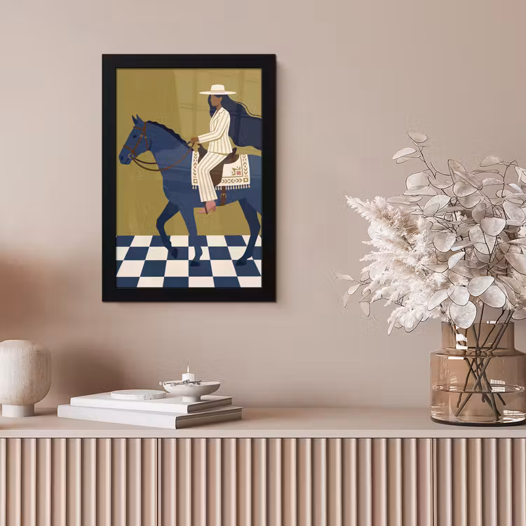 Vrouw - Paard - Rijden - Modern - Abstract fotolijst zwart zonder passe partout klein -sfeer5
